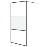 fekete selyemmatt ESG üveg zuhanyfal 100 x 195 cm