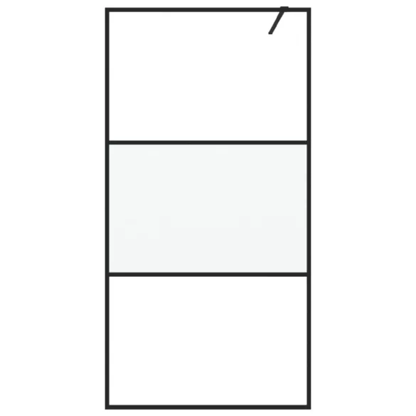 fekete selyemmatt ESG üveg zuhanyfal 100 x 195 cm