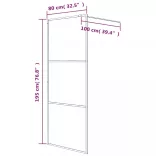 fekete ESG tejüveg zuhanyfal küszöb nélküli zuhanyhoz 80x195 cm
