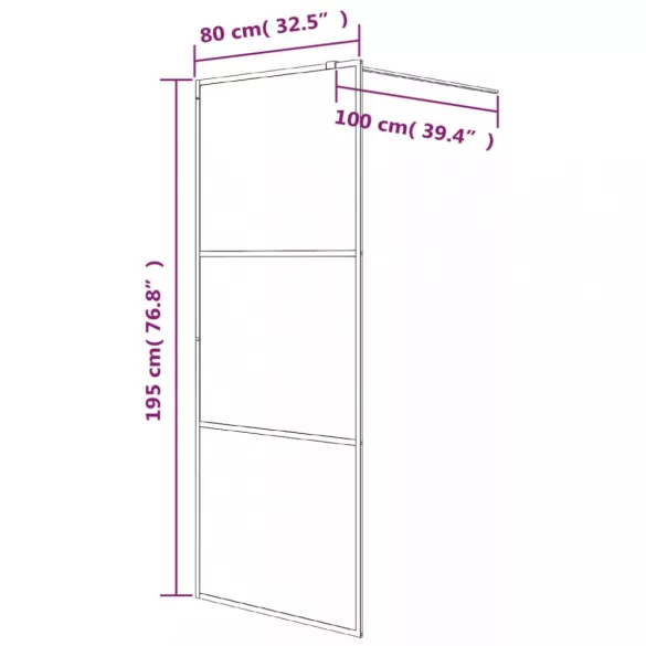 fekete ESG tejüveg zuhanyfal küszöb nélküli zuhanyhoz 80x195 cm