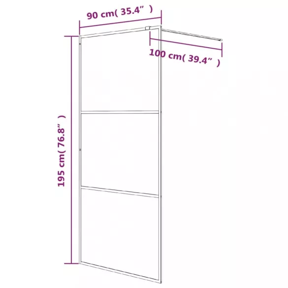 fekete ESG tejüveg zuhanyfal küszöb nélküli zuhanyhoz 90x195 cm