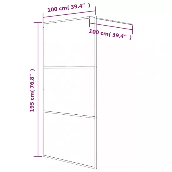 fekete ESG tejüveg zuhanyfal 100 x 195 cm