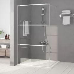 ezüstszínű átlátszó ESG üveg zuhanyfal 115x195 cm
