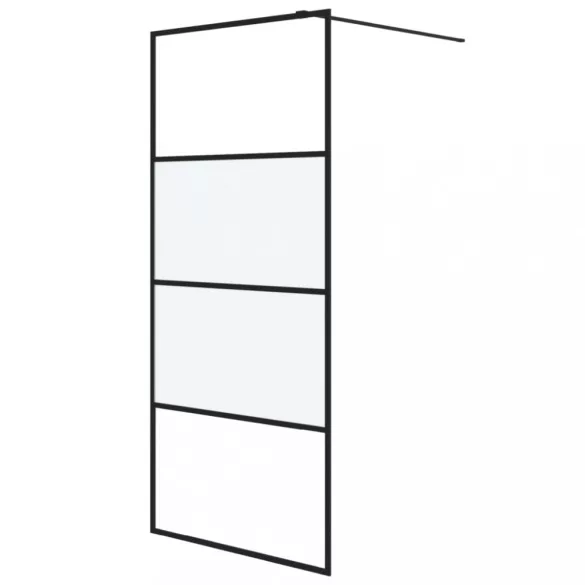 fekete selyemmatt ESG üveg zuhanyfal 90 x 195 cm
