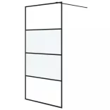 fekete selyemmatt ESG üveg zuhanyfal 100 x 195 cm