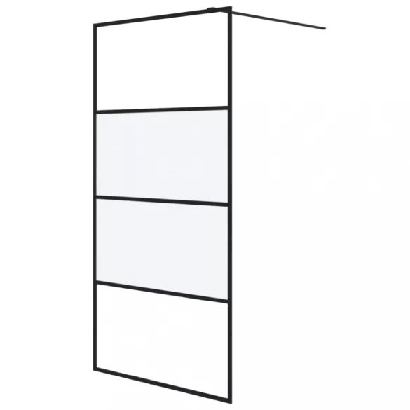 fekete selyemmatt ESG üveg zuhanyfal 100 x 195 cm