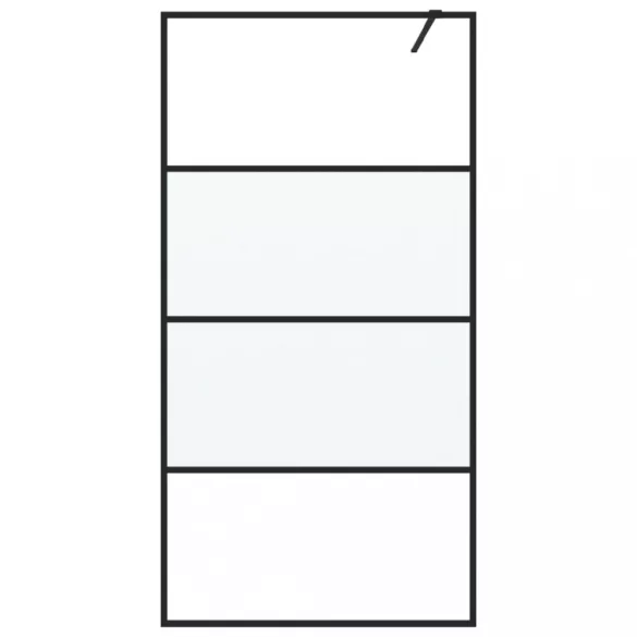 fekete selyemmatt ESG üveg zuhanyfal 100 x 195 cm