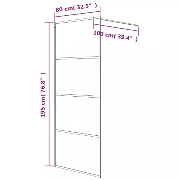 fekete ESG tejüveg zuhanyfal küszöb nélküli zuhanyhoz 80x195 cm