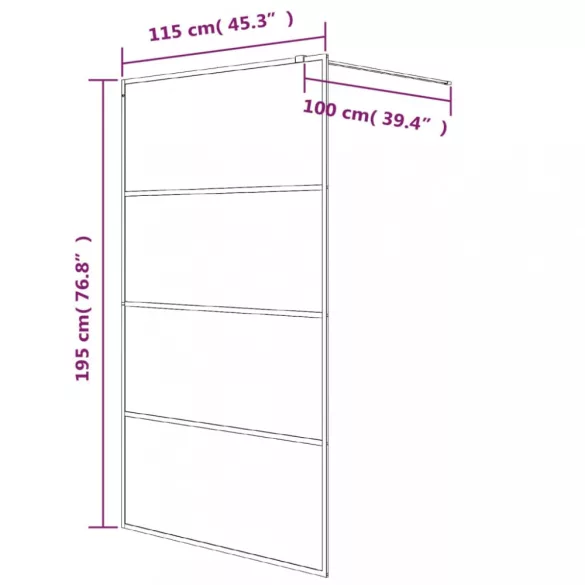 fekete ESG tejüveg zuhanyfal 115x195 cm