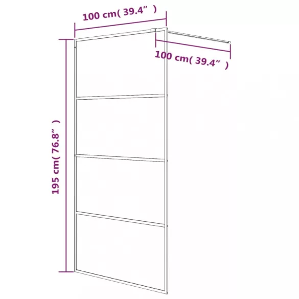 ezüstszínű átlátszó ESG üveg zuhanyfal 100 x 195 cm