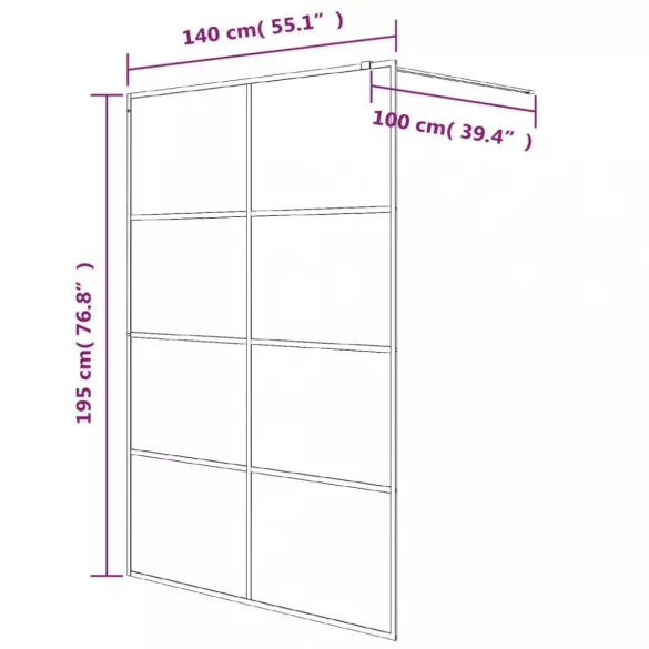 fehér átlátszó ESG üveg zuhanyfal 140 x 195 cm