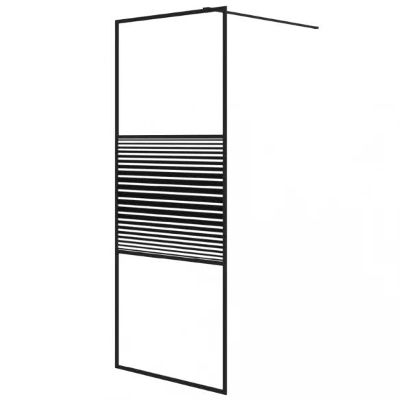 fekete átlátszó ESG üveg zuhanyfal 80x195 cm