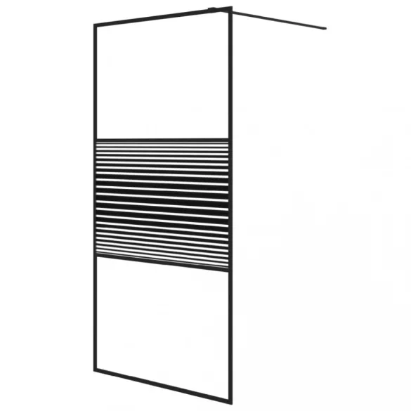 fekete átlátszó ESG üveg zuhanyfal 100 x 195 cm
