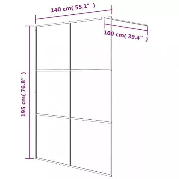 fekete átlátszó ESG üveg zuhanyfal 140 x 195 cm