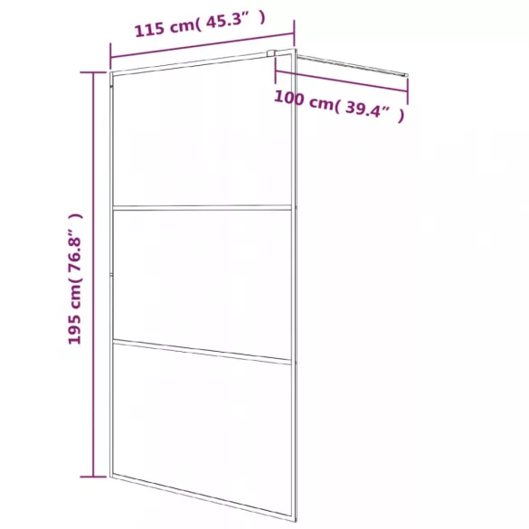 fehér átlátszó ESG üveg zuhanyfal 115 x 195 cm
