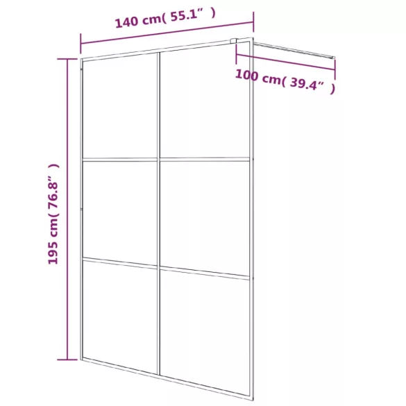 fehér átlátszó ESG üveg zuhanyfal 140 x 195 cm