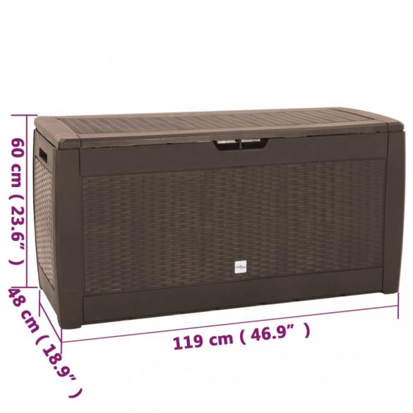 barna polipropilén kerti tárolóláda 119 x 48 x 60 cm