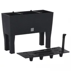   antracitszürke polipropilén rattan kerti magaságyás 60x25x46 cm