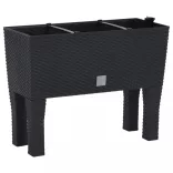 antracitszürke polipropilén rattan kerti magaságyás 60x25x46 cm