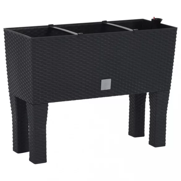 antracitszürke polipropilén rattan kerti magaságyás 60x25x46 cm