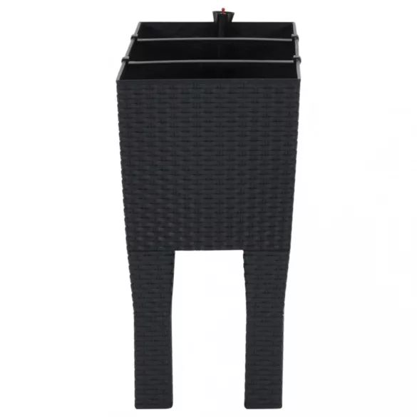 antracitszürke polipropilén rattan kerti magaságyás 60x25x46 cm