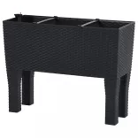 antracitszürke polipropilén rattan kerti magaságyás 60x25x46 cm