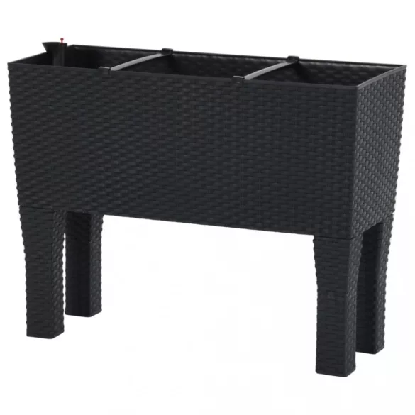 antracitszürke polipropilén rattan kerti magaságyás 60x25x46 cm