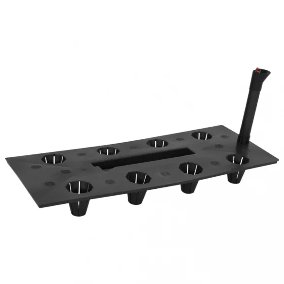 antracitszürke polipropilén rattan kerti magaságyás 60x25x46 cm