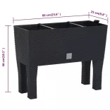 antracitszürke polipropilén rattan kerti magaságyás 60x25x46 cm