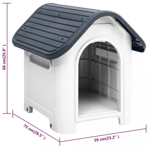 szürke polipropilén kutyaház 59 x 75 x 66 cm