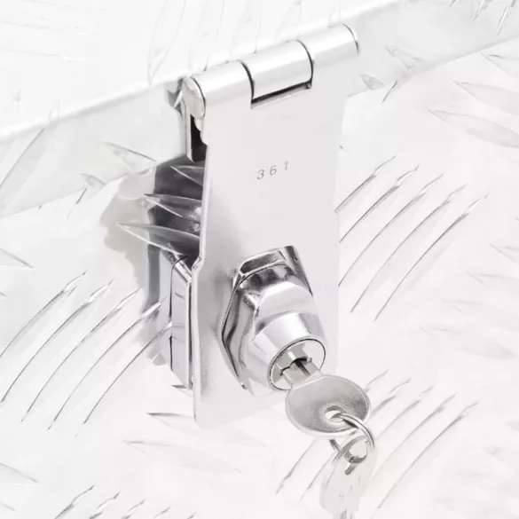 ezüstszínű alumínium tárolóláda 60 x 23,5 x 23 cm