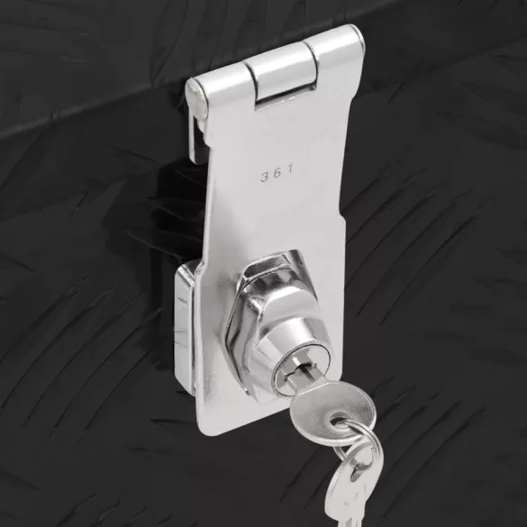 fekete alumínium tárolóláda 60 x 23,5 x 23 cm