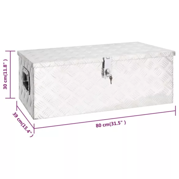 ezüstszínű alumínium tárolóláda 80 x 39 x 30 cm