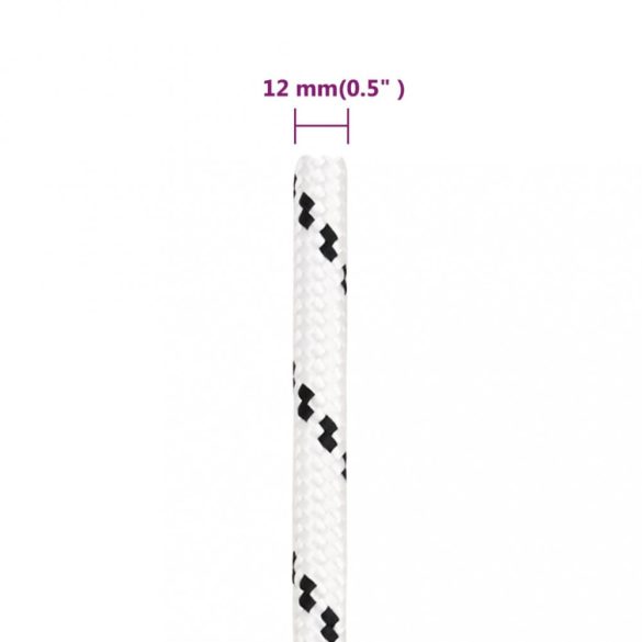 fehér poliészter fonott csónakkötél 12 mm x 25 m