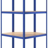 4 szintes kék acél és szerelt fa sarokpolc