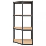 4 szintes antracitszürke acél és szerelt fa sarokpolc