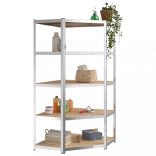 5 szintes nagy teherbírású ezüst acél és szerelt fa sarokpolc