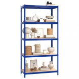 5 szintes kék acél és szerelt fa tárolópolc