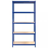 5 szintes kék acél és szerelt fa tárolópolc