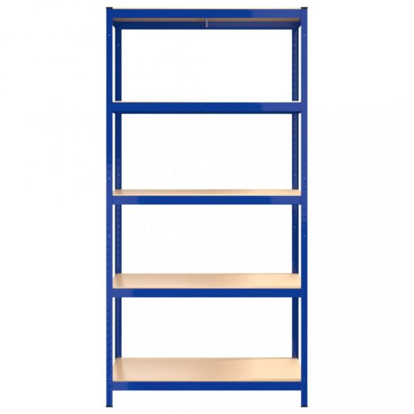5 szintes kék acél és szerelt fa tárolópolc