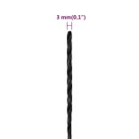 fekete polipropilén munkakötél 3 mm 50 m