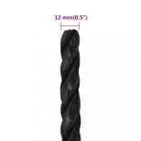 fekete polipropilén munkakötél 12 mm 50 m