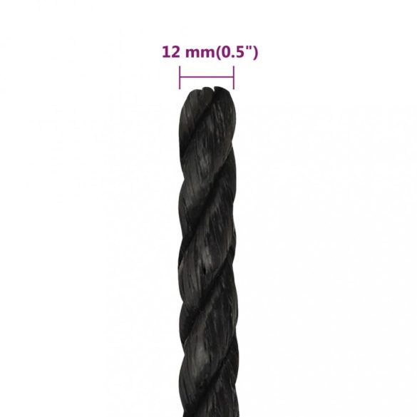 fekete polipropilén munkakötél 12 mm 50 m