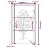 antracitszürke famintás acél kertkapu 100x150 cm