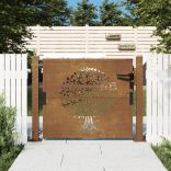 Corten acél kerti kapu 100x100 cm, fa mintázatú