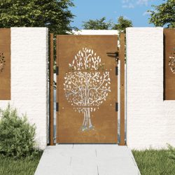 rozsdaszínű famintás corten acél kerti kapu 105 x 155 cm