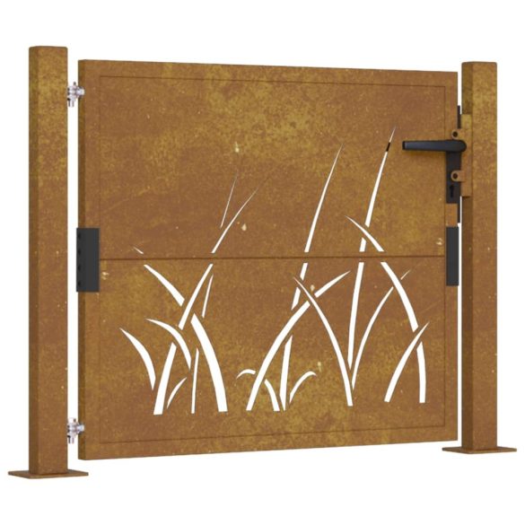 Corten acél kerti kapu 100x75 cm, fűmintás
