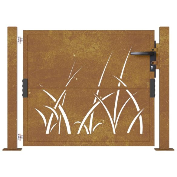 Corten acél kerti kapu 100x75 cm, fűmintás