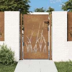 fűmintás corten acél kerti kapu 105 x 130 cm