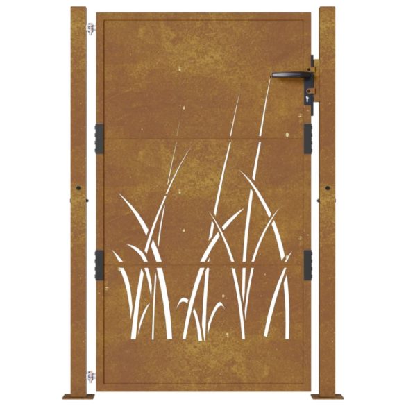 Corten acél kerti kapu 100x125 cm, fűmintás